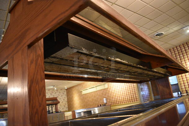 Portable Buffet Station w/ Hatco Model GRAHL-84D Heat Strip, Sneeze Guard and Wooden Exterior on Commercial Casters. 108x40x60.5. Unit Was In Working Condition When Restaurant Closed. BUYER MUST REMOVE. (buffet) - Image 4 of 10