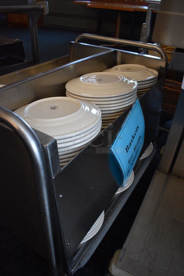 Stainless Steel Commercial Dish Cart w/ White Ceramic Plates on Commercial Casters. 34x25x28. 9.75x9.75x1. (back dining room) - Image 3 of 5