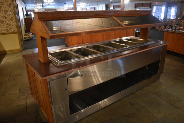 Portable Buffet Station w/ Hatco Model GRAHL-84D Heat Strip, Sneeze Guard and Wooden Exterior on Commercial Casters. 108x40x60.5. Unit Was In Working Condition When Restaurant Closed. BUYER MUST REMOVE. (buffet) - Image 7 of 10