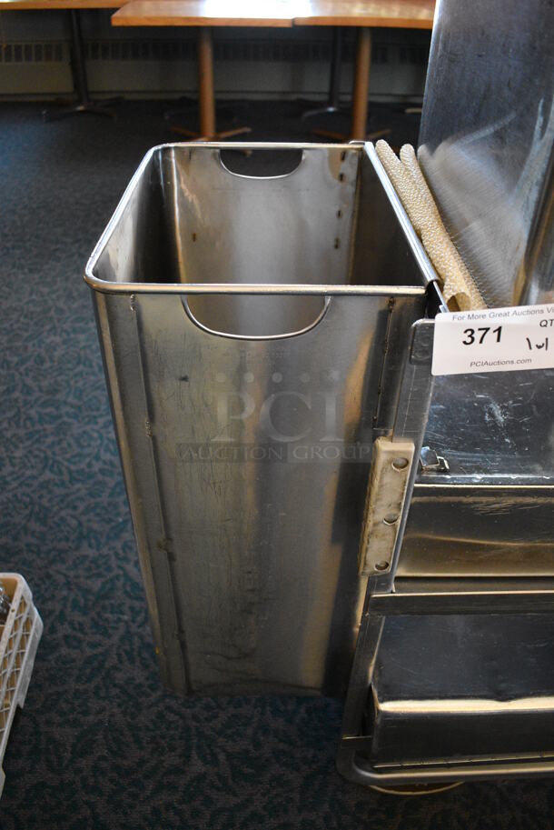 Stainless Steel Commercial 3 Tier Cart w/ Push Handle and 9 Trash Bin Attachments on Commercial Casters. 41x19.5x34. Includes 17x5.5x11.5. (back dining room) - Image 5 of 6