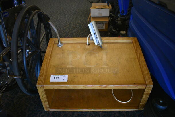 ALL ONE MONEY! Lot of 2 Items; Wheelchair and Wooden Podium. 26x15.5x13, 25x44x36. Unit Was In Working Condition When Restaurant Closed. (ballroom) - Image 2 of 7