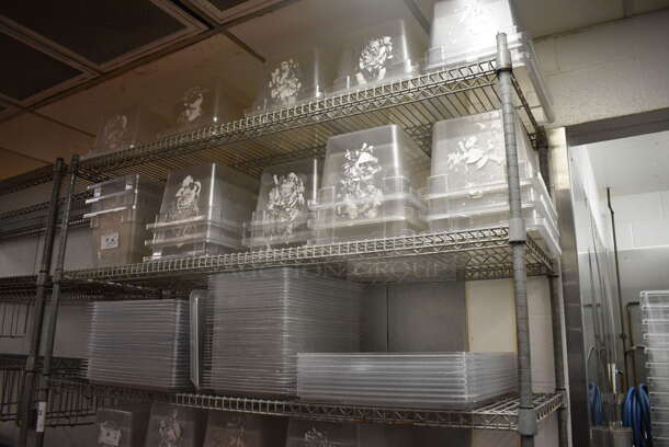 Metro Style Chrome Finish 5 Tier Shelving Unit on Commercial Casters. Does Not Include Contents. BUYER MUST DISMANTLE. PCI CANNOT DISMANTLE FOR SHIPPING. PLEASE CONSIDER FREIGHT CHARGES. 65x24x92. (kitchen) - Image 3 of 5