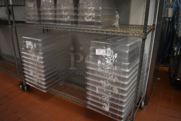 Metro Style Chrome Finish 5 Tier Shelving Unit on Commercial Casters. Does Not Include Contents. BUYER MUST DISMANTLE. PCI CANNOT DISMANTLE FOR SHIPPING. PLEASE CONSIDER FREIGHT CHARGES. 65x24x92. (kitchen) - Image 4 of 5