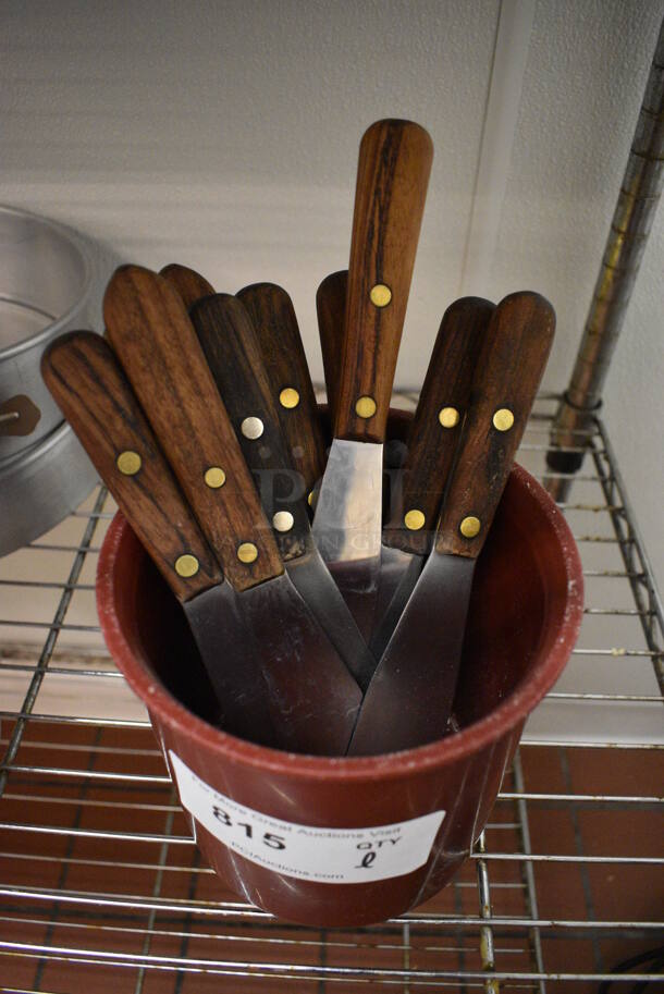ALL ONE MONEY! Lot of Various Stainless Steel Spreaders in Maroon Poly Bin! 11"  (icing kitchen) - Image 1 of 3