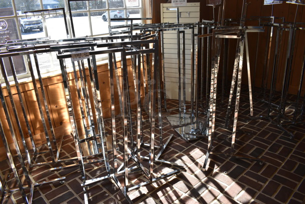 ALL ONE MONEY! Lot of 24 Various Racks Including Retail Racks! Includes 36x36x51. (yellow clothing store) - Image 5 of 6