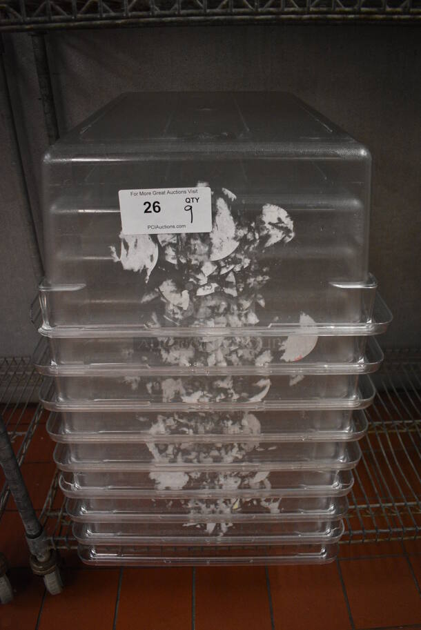 ALL ONE MONEY! Lot of 9 Clear Poly Bins! 18x26x9. (kitchen) - Image 1 of 3
