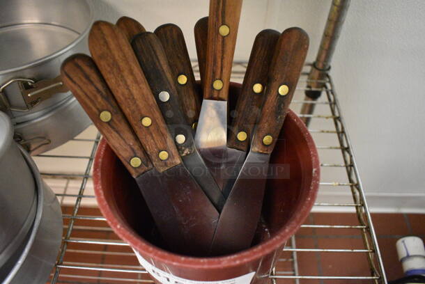 ALL ONE MONEY! Lot of Various Stainless Steel Spreaders in Maroon Poly Bin! 11"  (icing kitchen) - Image 2 of 3
