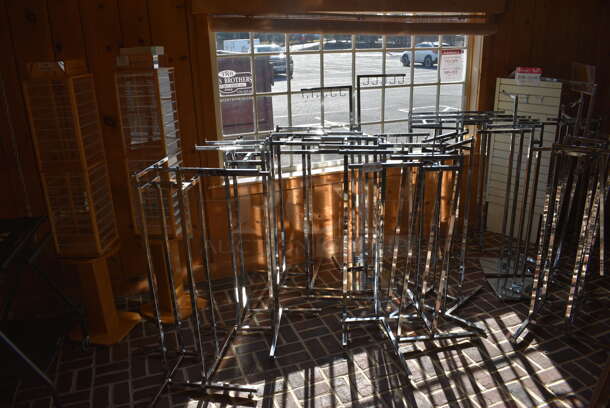 ALL ONE MONEY! Lot of 24 Various Racks Including Retail Racks! Includes 36x36x51. (yellow clothing store) - Image 6 of 6