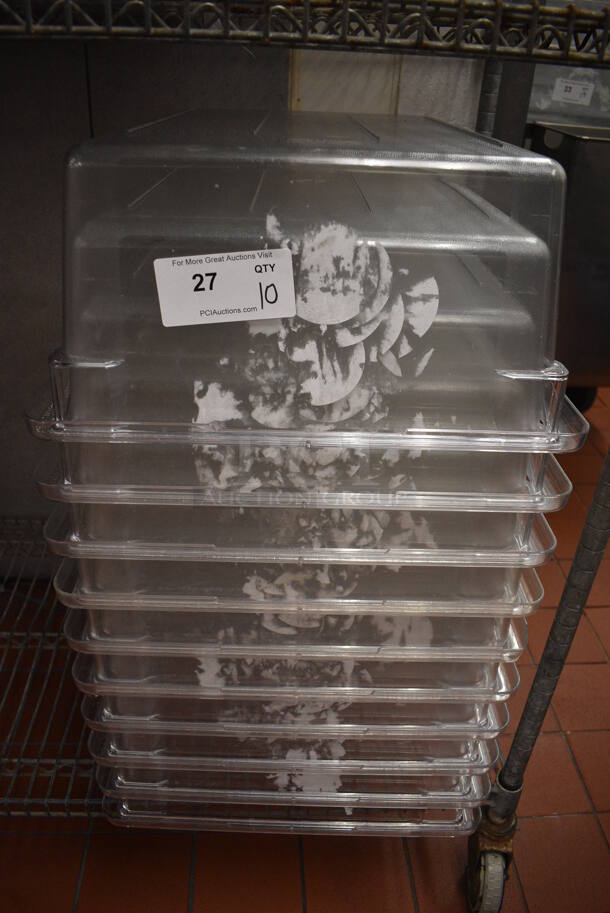ALL ONE MONEY! Lot of 10 Clear Poly Bins! 18x26x9. (kitchen) - Image 1 of 3