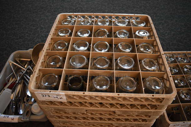 ALL ONE MONEY! Lot of 3 Dish Caddies w/ 75 Glass Tea Glasses. 19.5x19.5x5.5. 3x3x4.5. (back dining room) - Image 3 of 4