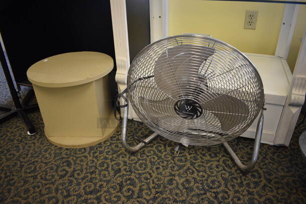 ALL ONE MONEY! Lot of Various Items Including Wooden Shelving Unit, Fan, Rack! (yellow clothing store) - Image 5 of 6