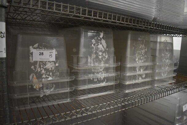 ALL ONE MONEY! Lot of 15 Clear Poly Bins! 12x18x9. (kitchen) - Image 1 of 3