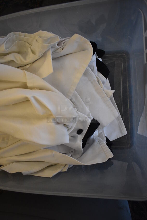 ALL ONE MONEY! Lot of 3 Bins of Various Fabrics Including Chef Shirts and Table Skirts! (ballroom) - Image 5 of 8
