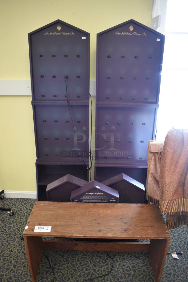 ALL ONE MONEY! Lot of Various Items Including Wooden Bench and Racks! Includes 35x13x19. (yellow clothing store) - Image 1 of 4