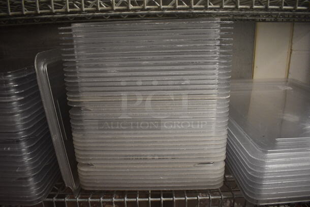 ALL ONE MONEY! Lot of 69 Clear Poly Lids! 18x26x1, 12x18x1. (kitchen) - Image 5 of 6