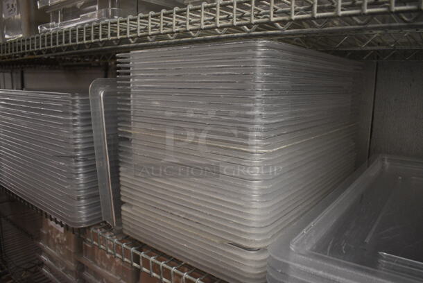 ALL ONE MONEY! Lot of 69 Clear Poly Lids! 18x26x1, 12x18x1. (kitchen) - Image 6 of 6
