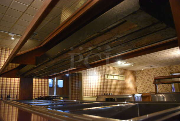 Portable Buffet Station w/ Hatco Heat Strip, Sneeze Guard and Wooden Exterior on Commercial Casters. 104x40x60.5. Unit Was In Working Condition When Restaurant Closed. BUYER MUST REMOVE. (buffet) - Image 5 of 8