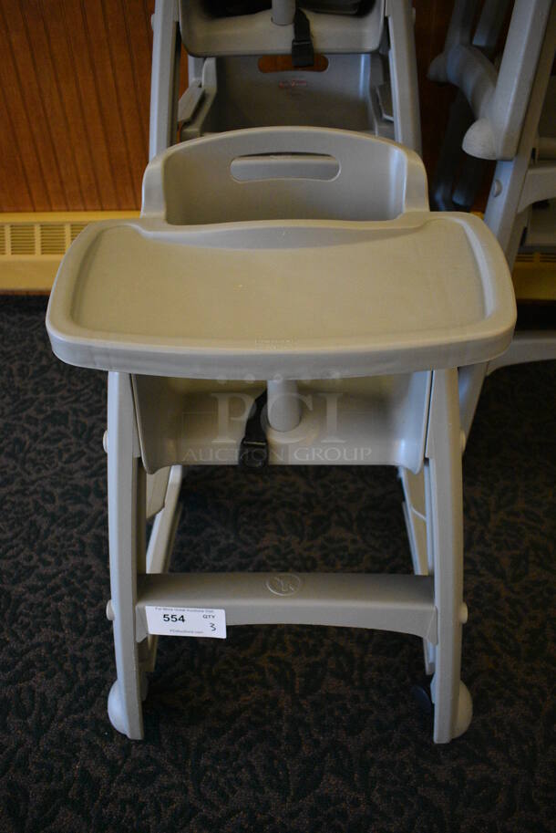 3 Rubbermaid Gray Poly High Chairs on Commercial Casters. 22x23x31. 3 Times Your Bid! (ballroom)