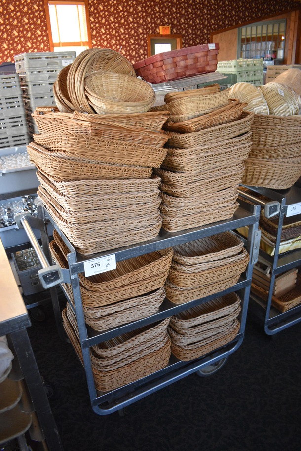 Stainless Steel Commercial 3 Tier Cart w/ Push Handle and Various Baskets on Commercial Casters. 33x19.5x34. Includes 19x14x2.5. (back dining room) - Image 2 of 5