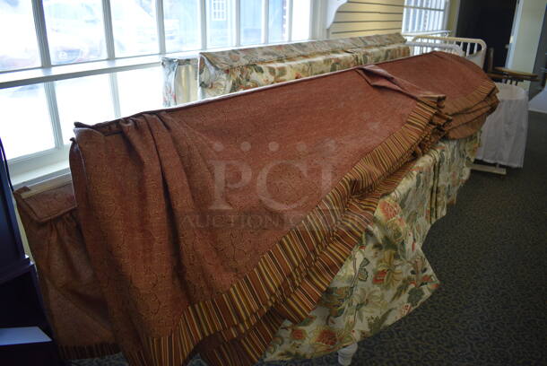 ALL ONE MONEY! Lot of Wooden Table and Various Fabrics! Includes 103" (yellow clothing store) - Image 2 of 5