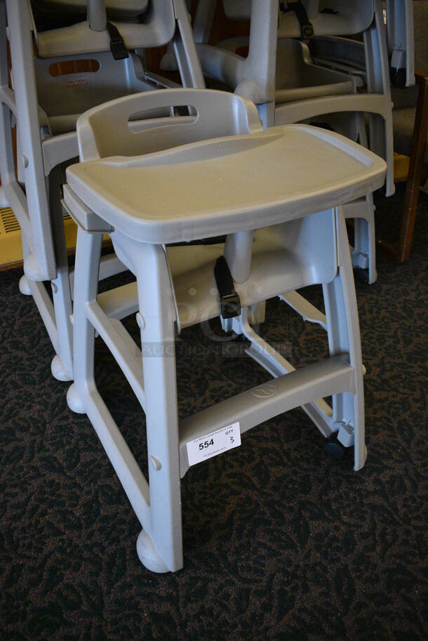 3 Rubbermaid Gray Poly High Chairs on Commercial Casters. 22x23x31. 3 Times Your Bid! (ballroom) - Image 3 of 5