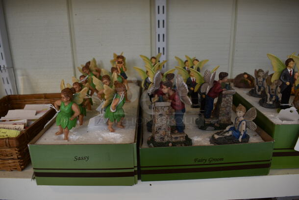 ALL ONE MONEY! Shelf Lot of Various Items Including Water Globes, Fertilizer and Skipping Fairies! BUYER MUST REMOVE. Shelf: 167x12. (greenhouse) - Image 4 of 10