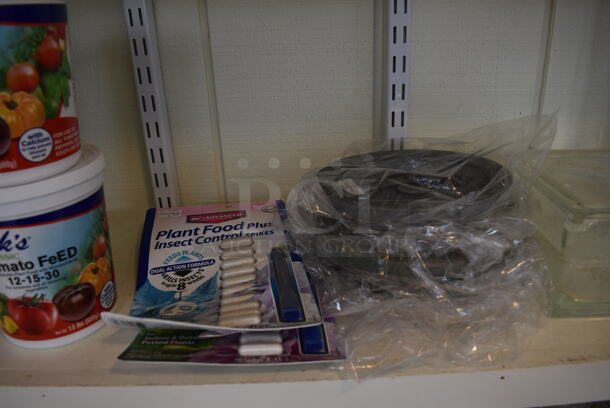 ALL ONE MONEY! Shelf Lot of Various Items Including Water Globes, Fertilizer and Skipping Fairies! BUYER MUST REMOVE. Shelf: 167x12. (greenhouse) - Image 6 of 10