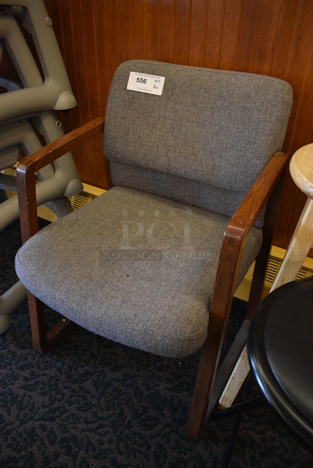 3 Various Items; Wooden Stool, Metal Stool and Gray Chair. Includes 23x22x3. 3 Times Your Bid! (ballroom) - Image 3 of 5
