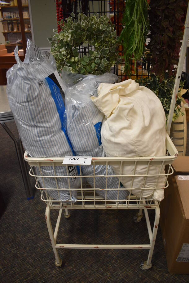 White Rack w/ Basket and 2 Pillows. 23x18x76. (garden center) - Image 2 of 4