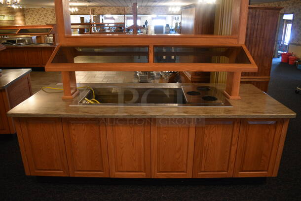 Portable Buffet Station w/ Sneeze Guard and Wooden Exterior on Commercial Casters. BUYER MUST REMOVE. 102x42x101. Unit Was In Working Condition When Restaurant Closed. BUYER MUST REMOVE. (buffet) - Image 2 of 6