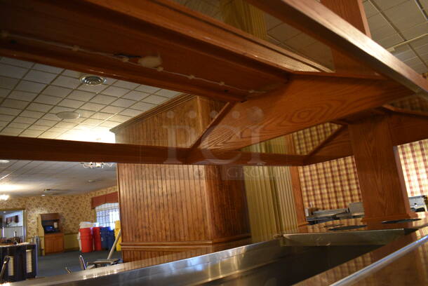 Portable Buffet Station w/ Sneeze Guard and Wooden Exterior on Commercial Casters. BUYER MUST REMOVE. 102x42x101. Unit Was In Working Condition When Restaurant Closed. BUYER MUST REMOVE. (buffet) - Image 5 of 6