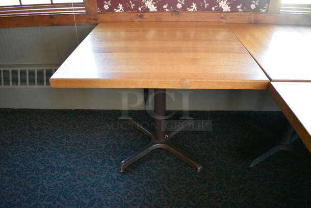 9 Wooden Tables on Metal Table Base. 36x36x30. 9 Times Your Bid! (back dining room) - Image 2 of 5
