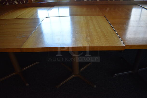 9 Wooden Tables on Metal Table Base. 36x36x30. 9 Times Your Bid! (back dining room) - Image 3 of 5