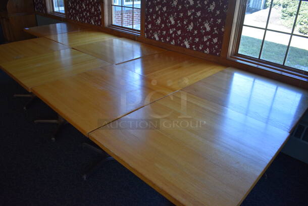 9 Wooden Tables on Metal Table Base. 36x36x30. 9 Times Your Bid! (back dining room) - Image 5 of 5