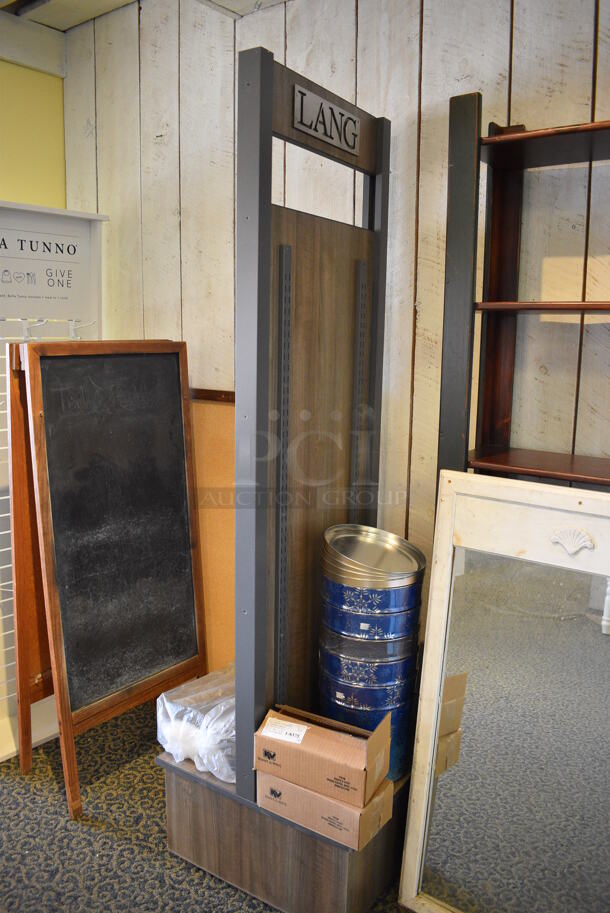 ALL ONE MONEY! Lot of 7 Various Items Including Racks, Shelving Unit, Mirror, Sidewalk Sign! Includes 36x12x78. (yellow clothing store) - Image 5 of 6
