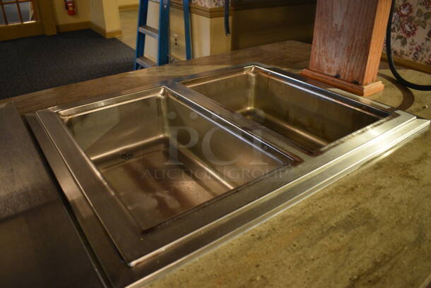 Portable Buffet Station w/ Flat Top and 2 Well Steam Table, Sneeze Guard and Wooden Exterior on Commercial Casters. BUYER MUST REMOVE. 102x42x101. Unit Was In Working Condition When Restaurant Closed. BUYER MUST REMOVE. (buffet) - Image 4 of 7