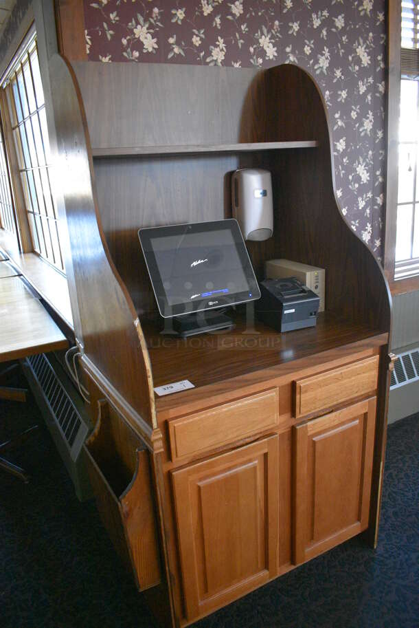 Wooden Cabinet w/ 2 Drawers, 2 Doors and Over Shelf. Does Not Include Contents. 40x26x73. (back dining room) - Image 2 of 7