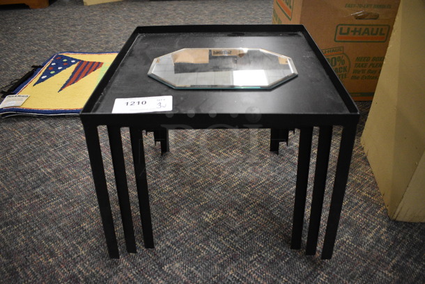 3 Black Metal End Tables. Includes 17.5x17.5x14. 3 Times Your Bid! (garden center)