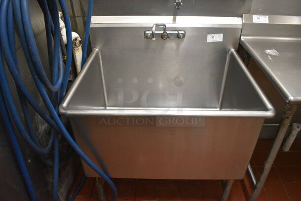Stainless Steel Commercial Single Bay Sink w/ Faucet and Handles. 39.5x30.5x41. (kitchen)