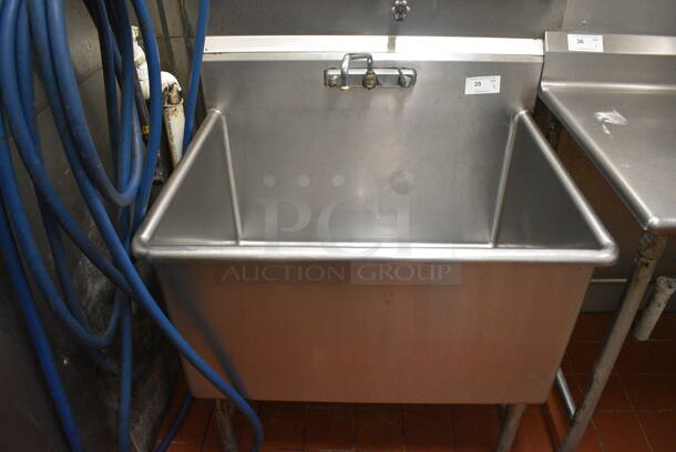 Stainless Steel Commercial Single Bay Sink w/ Faucet and Handles. 39.5x30.5x41. (kitchen) - Image 1 of 5