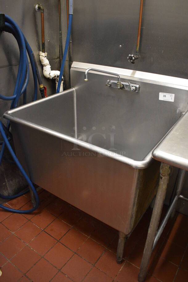 Stainless Steel Commercial Single Bay Sink w/ Faucet and Handles. 39.5x30.5x41. (kitchen) - Image 2 of 5