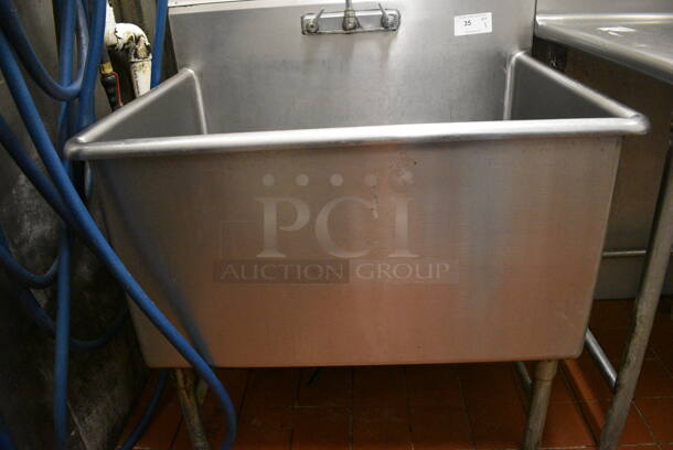 Stainless Steel Commercial Single Bay Sink w/ Faucet and Handles. 39.5x30.5x41. (kitchen) - Image 5 of 5