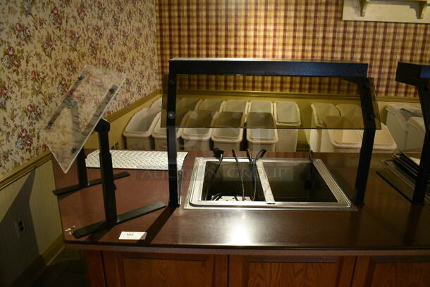 Portable Buffet Station w/ 2 Double Well Steam Tables, 2 Sneeze Guards and Wooden Exterior on Commercial Casters. BUYER MUST REMOVE. 158x42x59. Unit Was In Working Condition When Restaurant Closed. (buffet) - Image 4 of 10