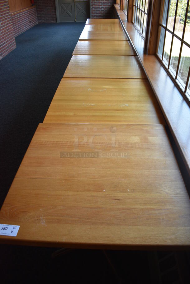 6 Wooden Tables on Metal Table Base. 36x36x30. 6 Times Your Bid! (back dining room) - Image 2 of 3