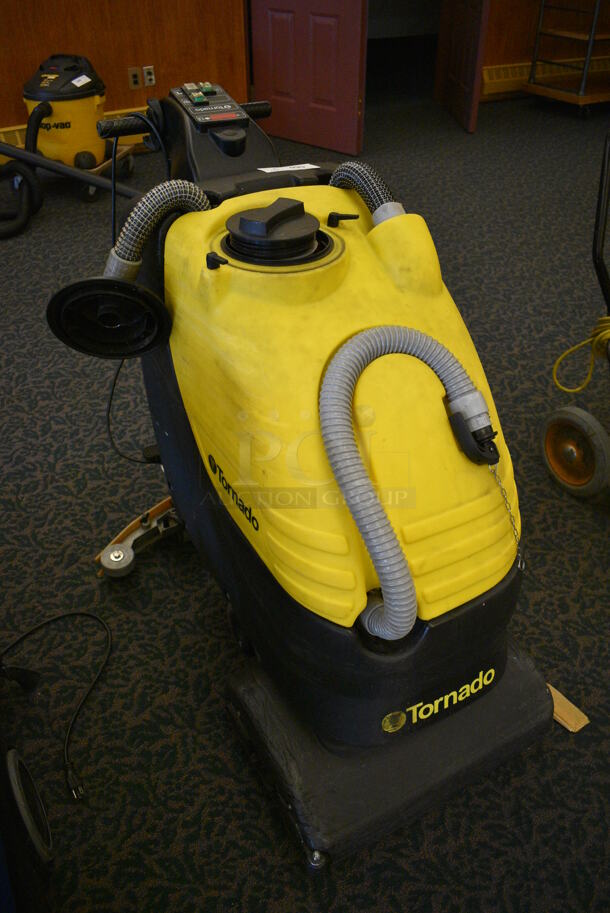Tornado Yellow and Black Commercial Floor Cleaning Machine. 35x40x43. Unit Was In Working Condition When Restaurant Closed. (ballroom) - Image 2 of 9