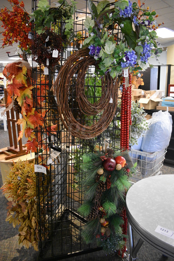 Black Metal Rack w/ Fake Plants on Commercial Casters. 25x25x77. (garden center) - Image 2 of 4
