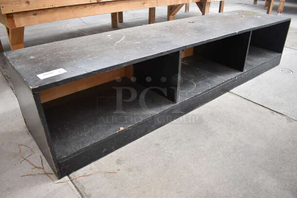 Black Wooden Bench. 85x20x17. (greenhouse)