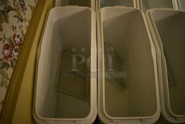 4 White Poly Ingredient Bins w/ Clear Lids on Commercial Casters. 13x29x28.5. 4 Times Your Bid! (buffet) - Image 2 of 4