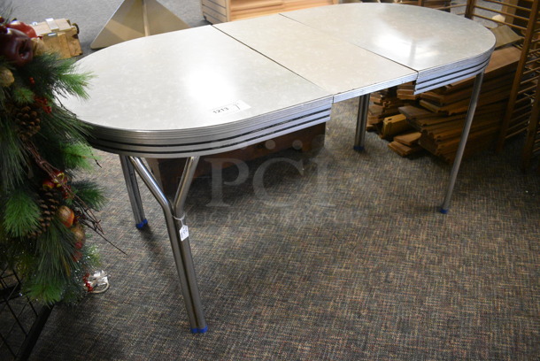 Gray Oval Table. 60x30x30. (garden center) - Image 2 of 3
