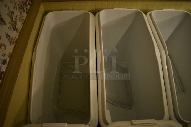 4 White Poly Ingredient Bins w/ Clear Lids on Commercial Casters. 13x29x28.5. 4 Times Your Bid! (buffet) - Image 3 of 4